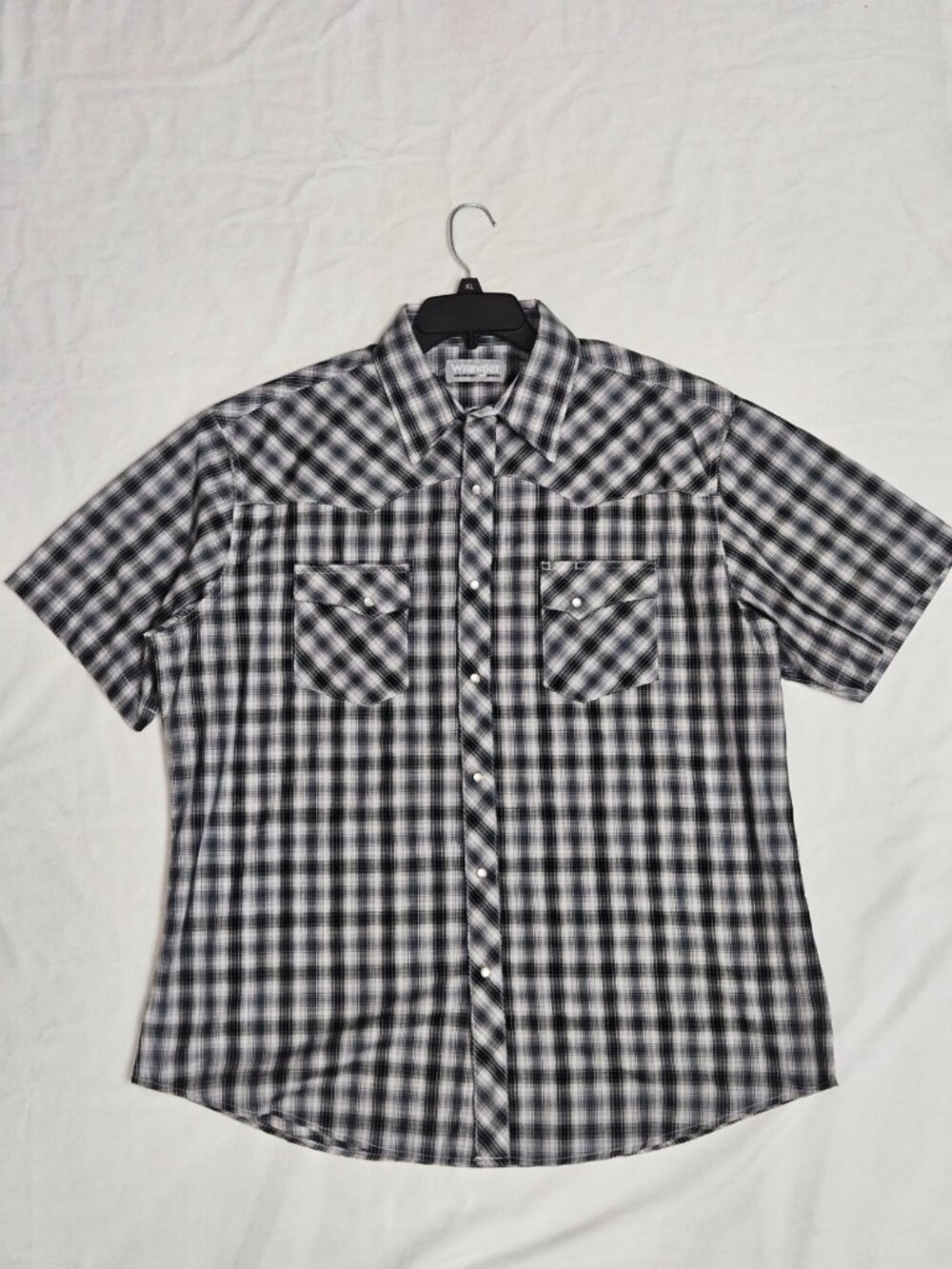 Wrangler Wrancher Men's XL Pearl Snap Short Sleeve Plaid Western Ranchwear Shirt